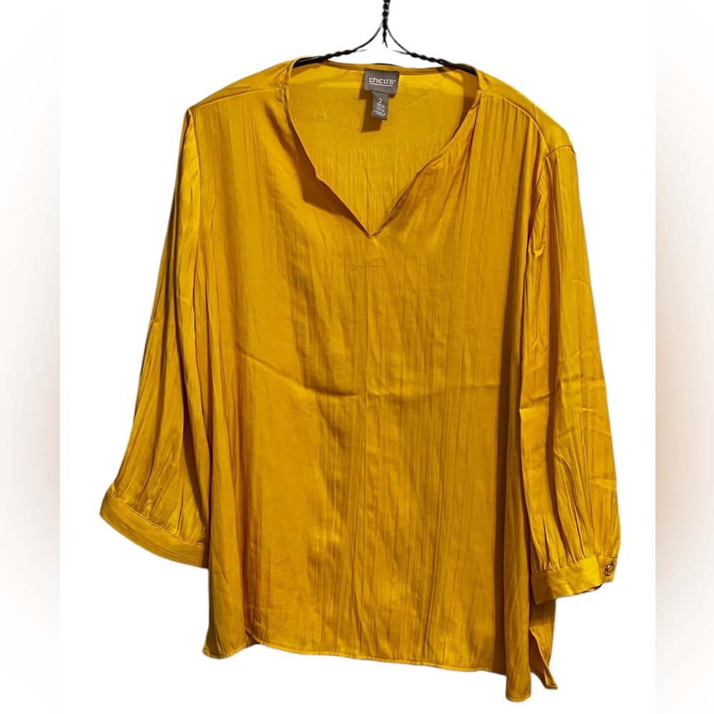 Chico's Gold/Yellow Blouse - Size 2 (L/12) - Picture 2 of 7
